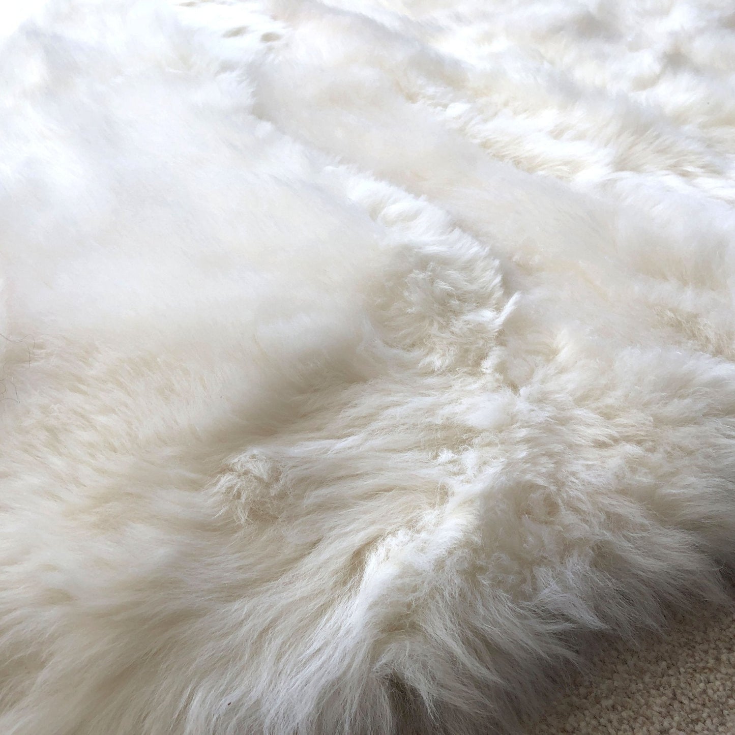 British Sheepskin Rug Ivory Cream White Straight Edges Rectangular ALL SIZES AVAILABLE