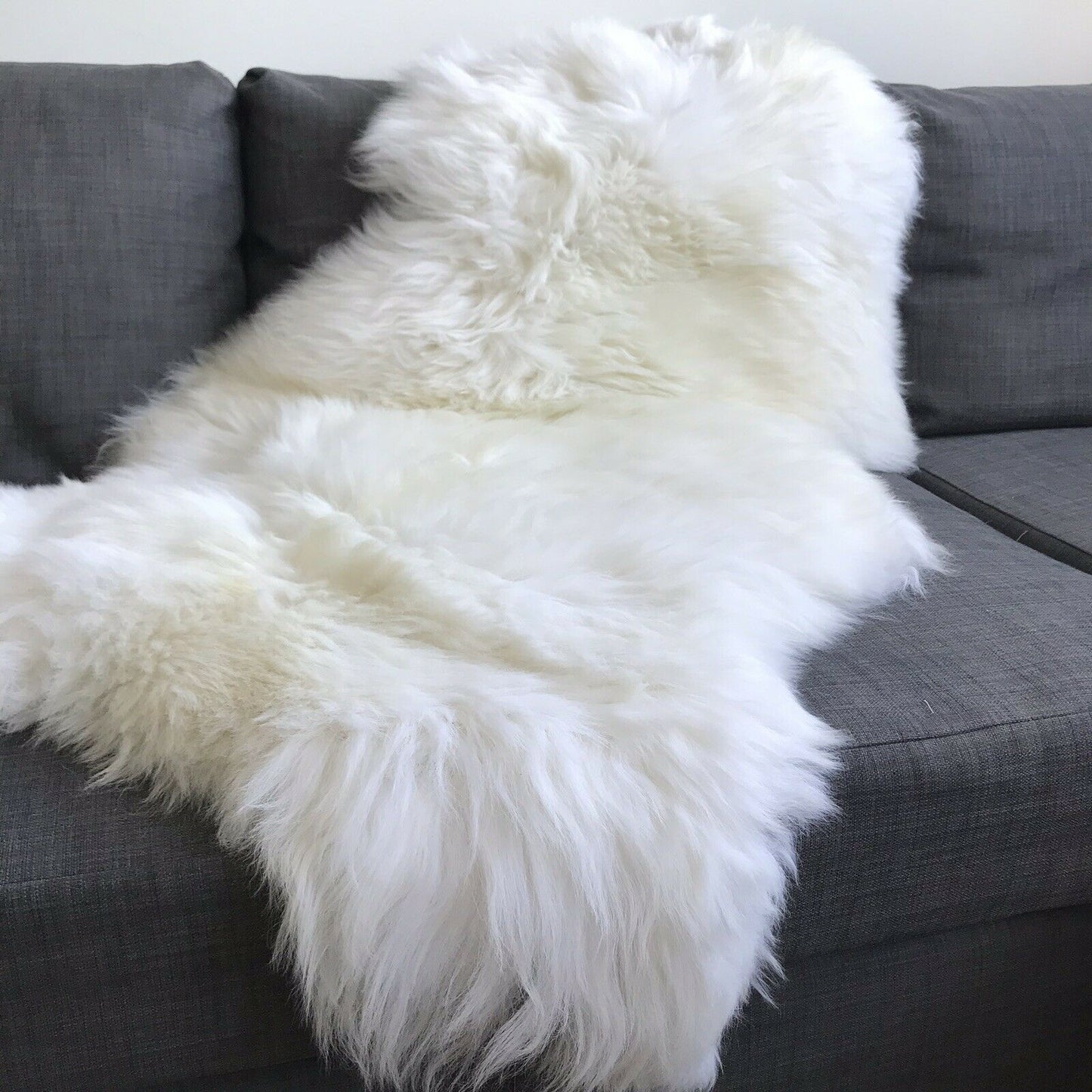 British White Sheepskin Rug | Large