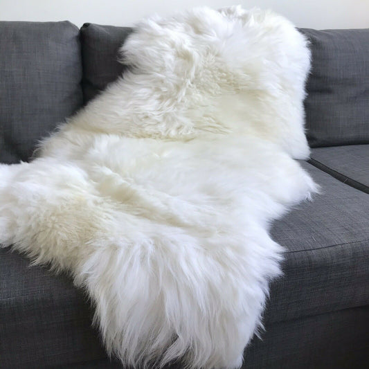 British White Sheepskin Rug | Large