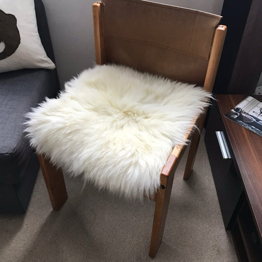 British Sheepskin Seat Cover Ivory Cream White ::: Square 37cm