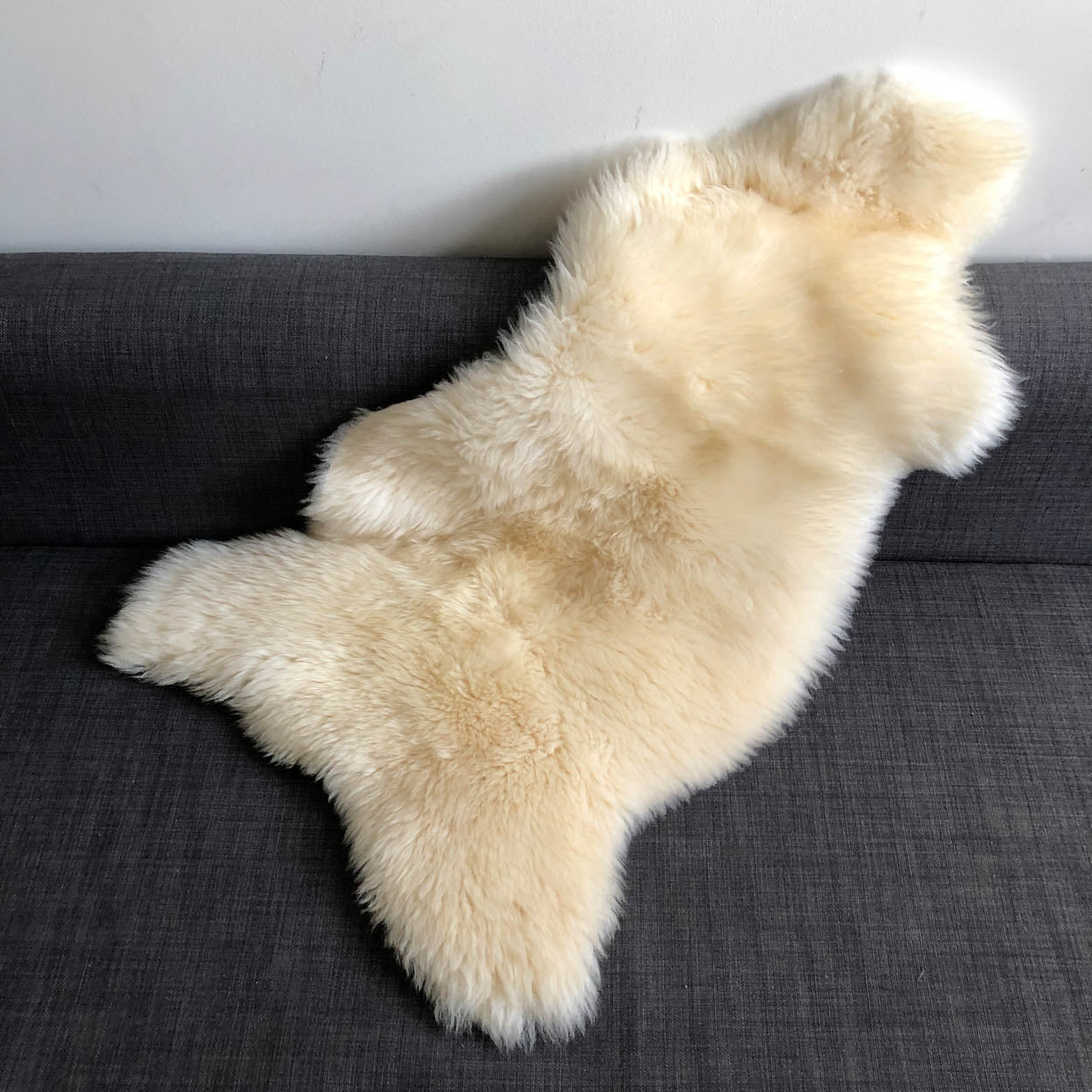 British Sheepskin Rug Hide Ivory White Fleece | Medium Throw