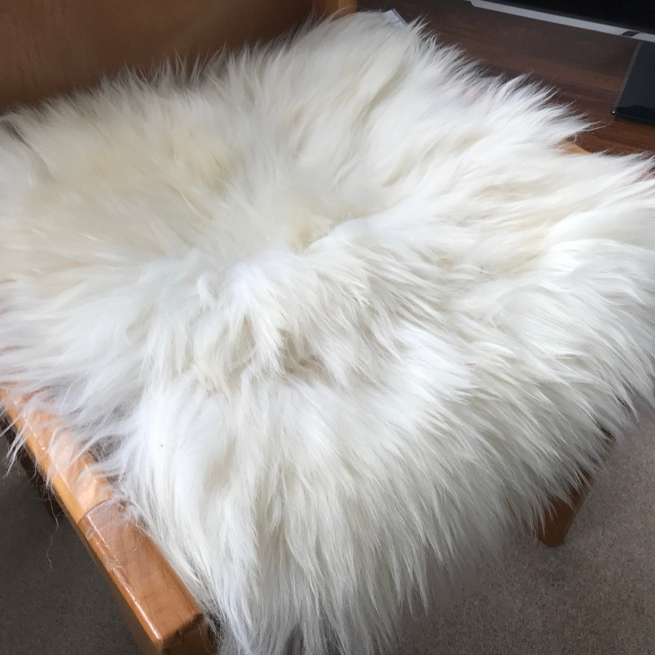 British Sheepskin Seat Cover Ivory Cream White ::: Square 37cm