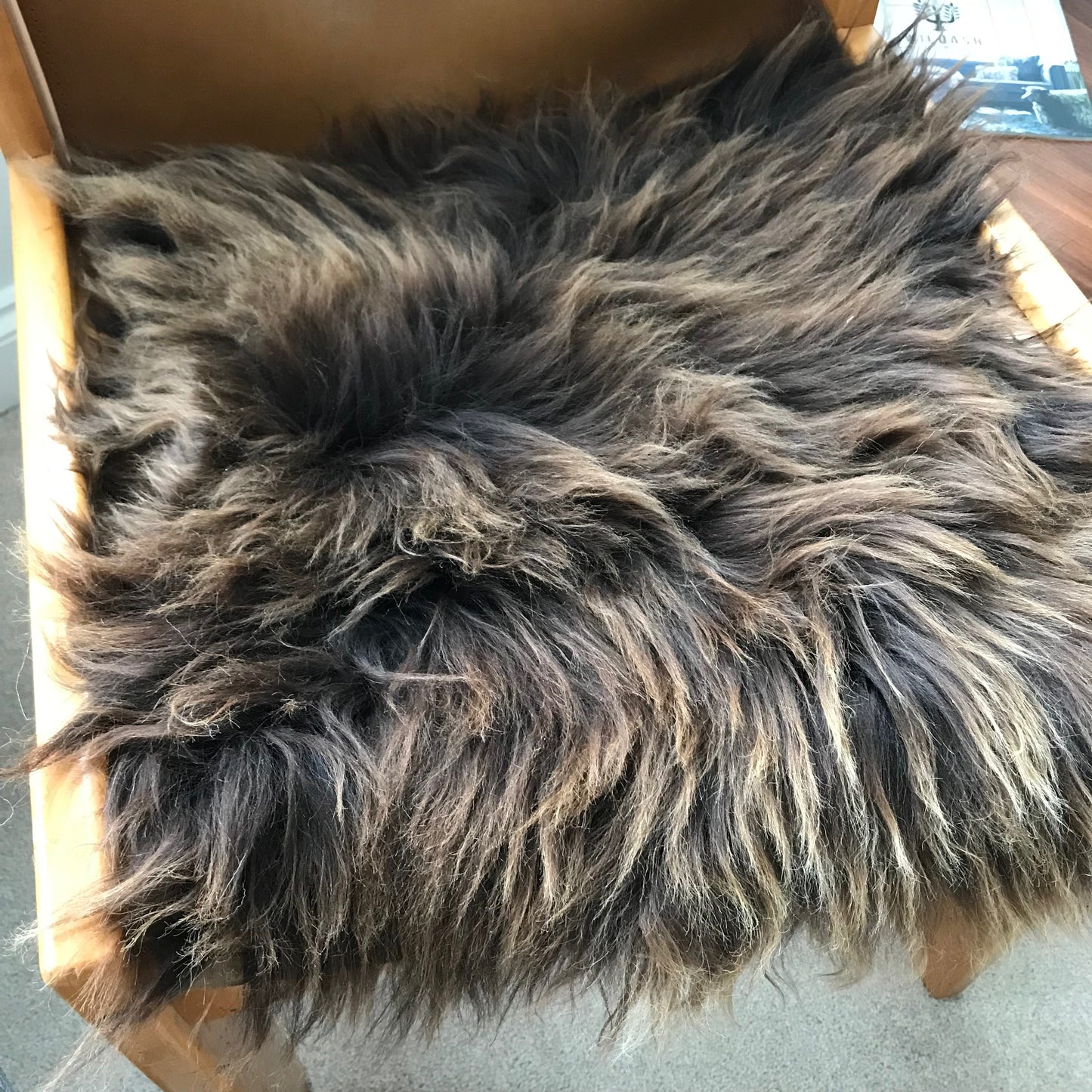 100% Real Eco Sheepskin Seat Pad British Square 37cm Natural Brown