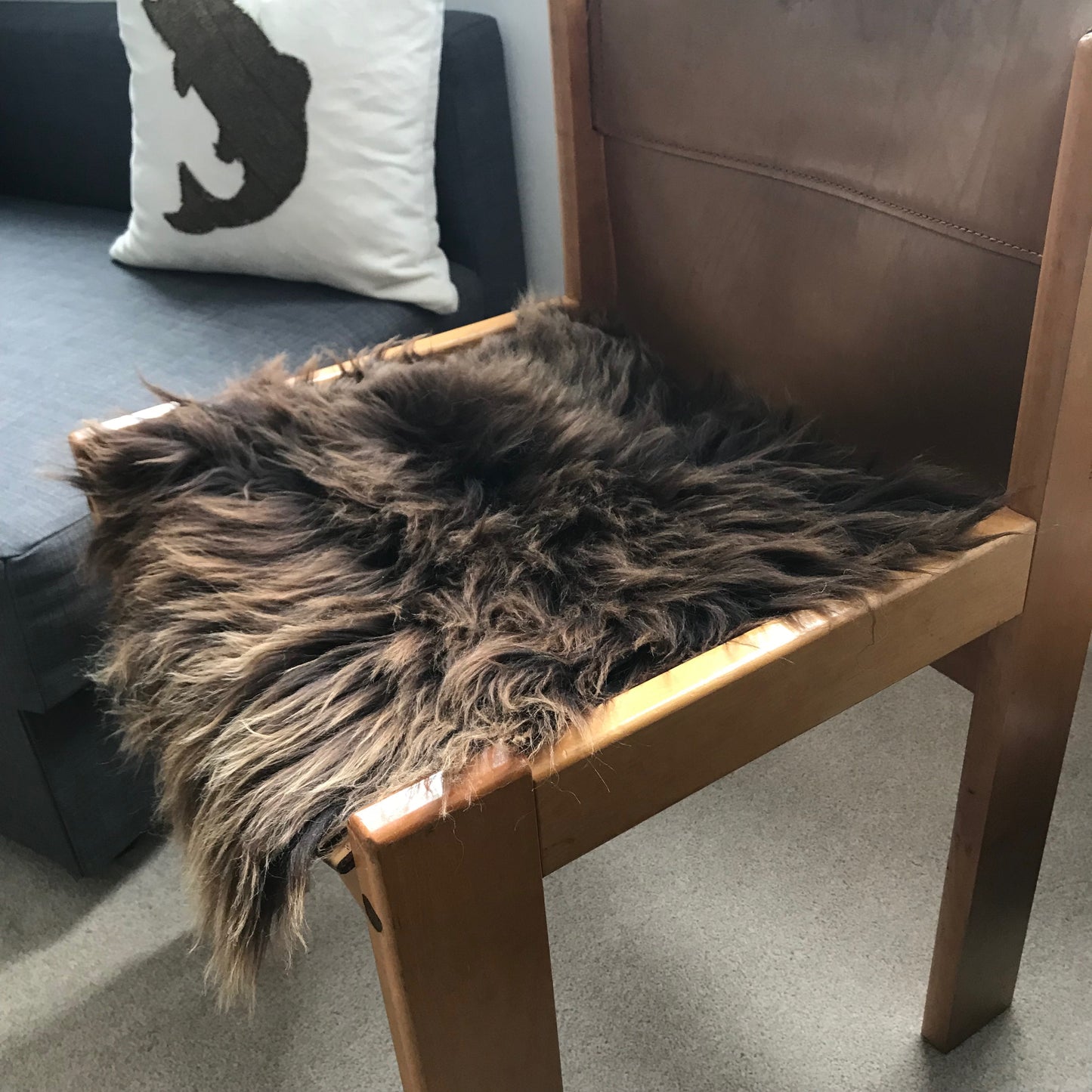 100% Real Eco Sheepskin Seat Pad British Square 37cm Natural Brown