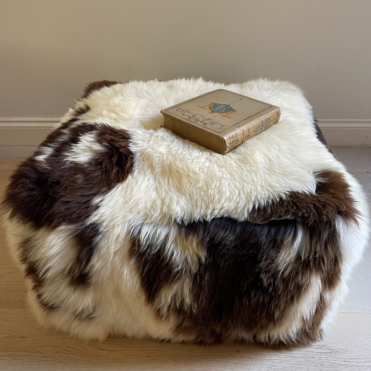 All Squared Up Sheepskin Floor Cushion - British Rare Breed Spotted