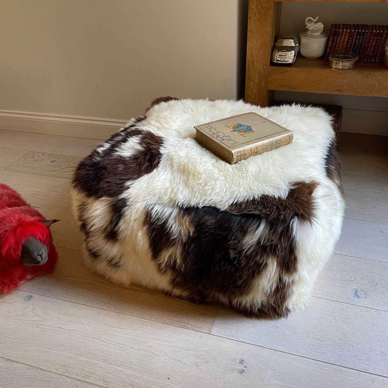 All Squared Up Sheepskin Floor Cushion - British Rare Breed Spotted