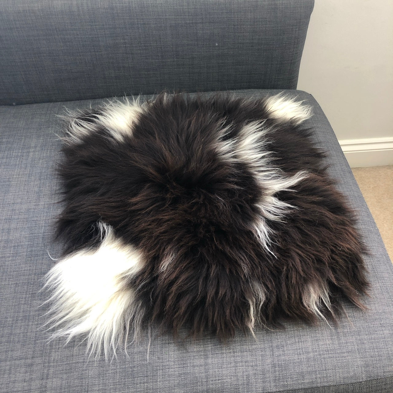 British Sheepskin Square Natural Brown with Cream Spots ::: Seat Cover 37cm