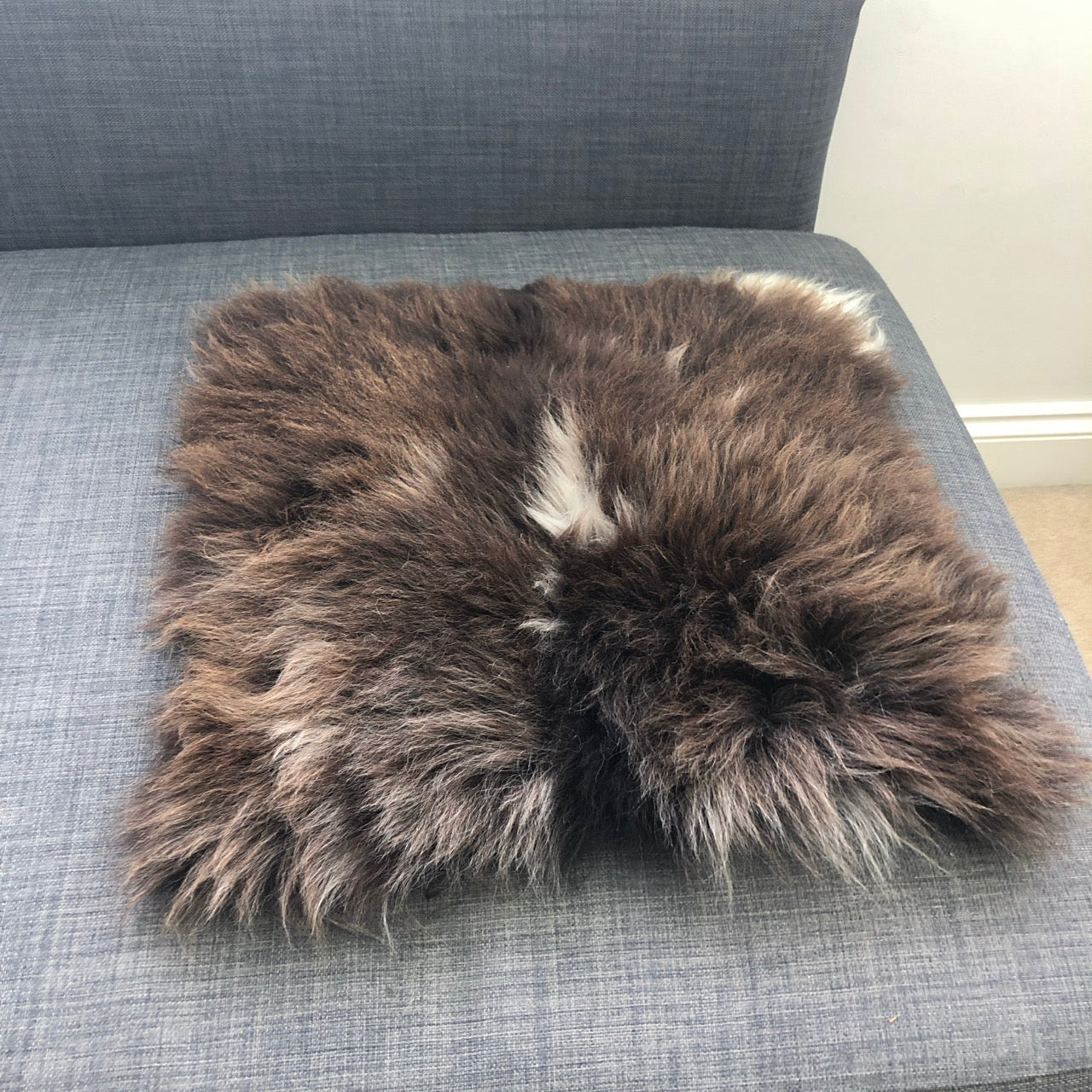 British Sheepskin Square Natural Brown with Cream Spots ::: Seat Cover 37cm