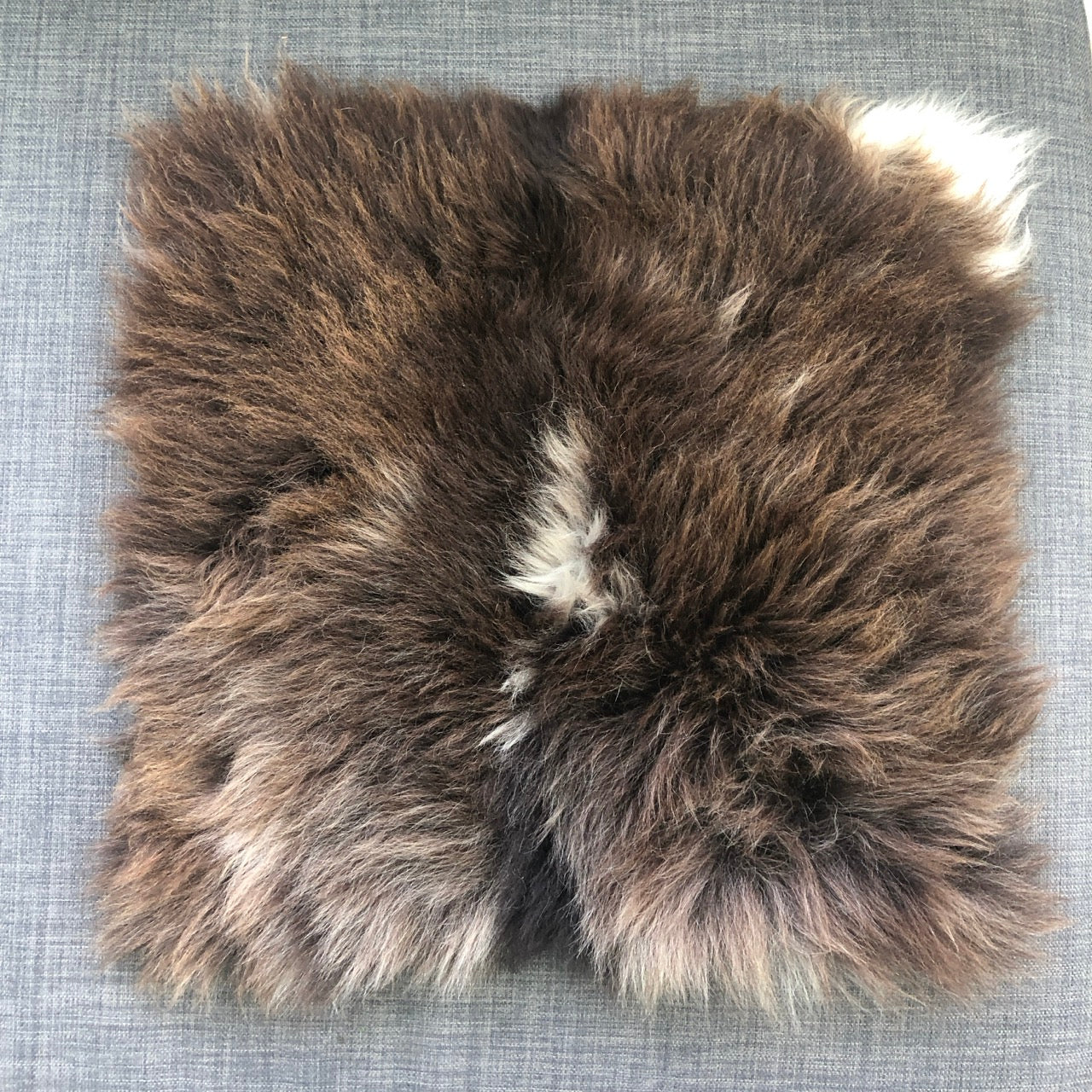 British Sheepskin Square Natural Brown with Cream Spots ::: Seat Cover 37cm