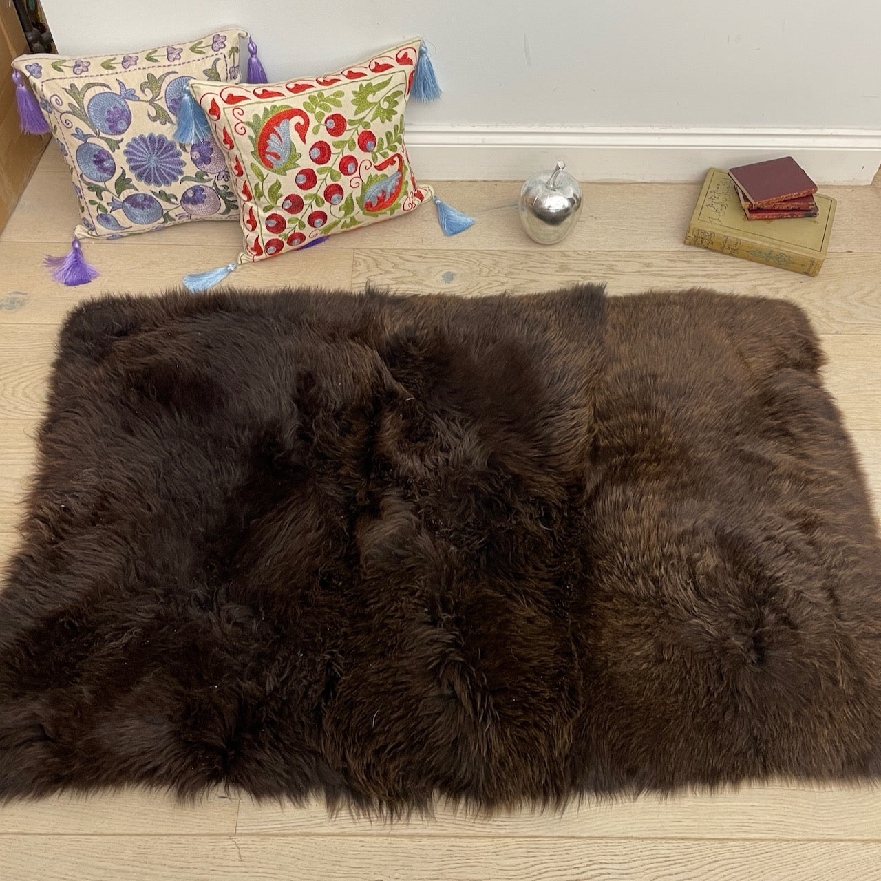 British Brown Rectangular Straight Edge Sheepskin Rug - 75cm x 125cm