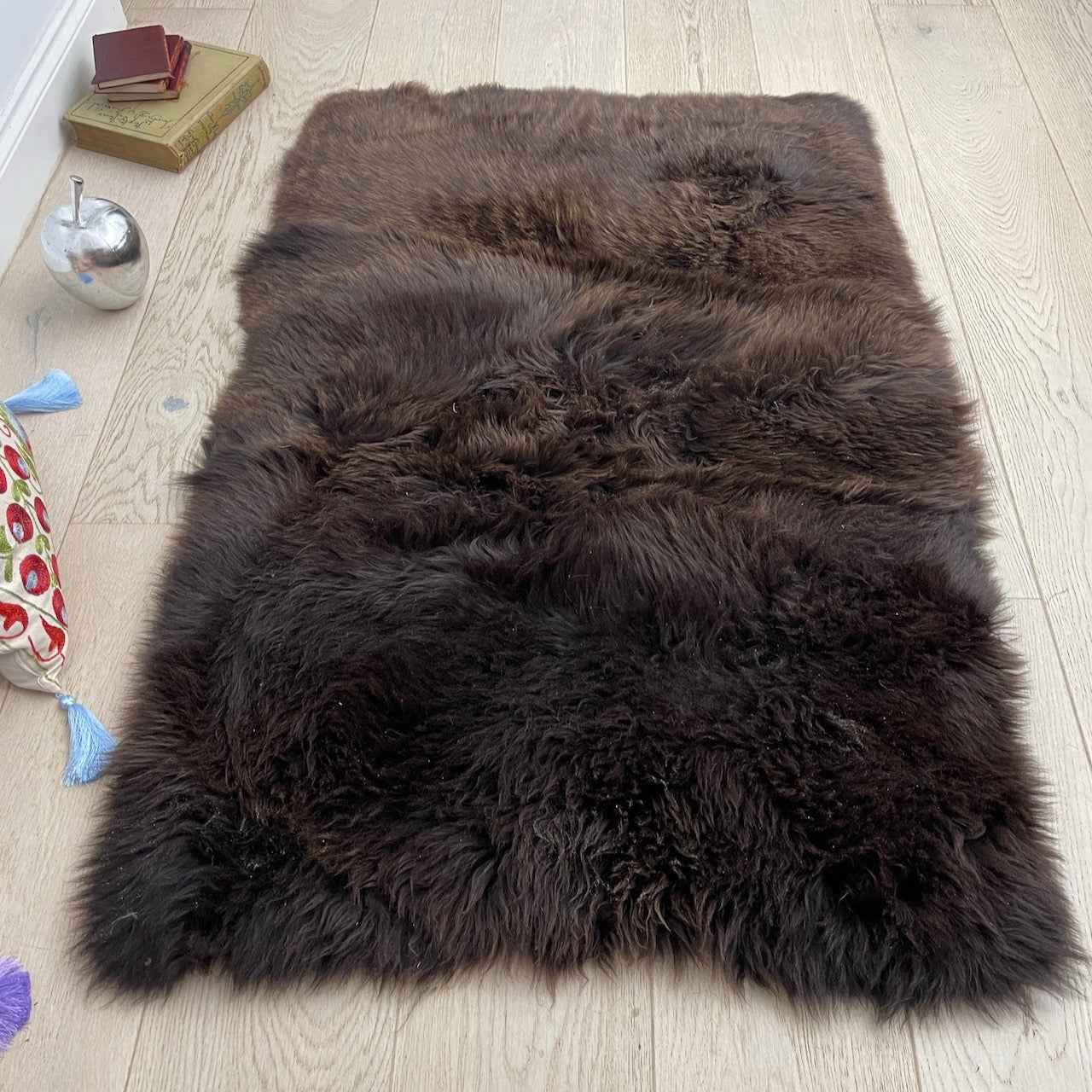 British Brown Rectangular Straight Edge Sheepskin Rug - 75cm x 125cm