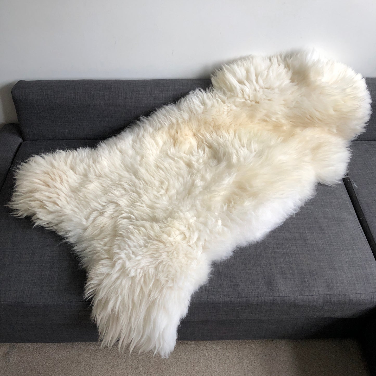 XXXL 130cm+ (51”+) Top Quality British White Sheepskin Rug 100% Natural Free-range UK Ecofriendly Huge Sheepskin Skin