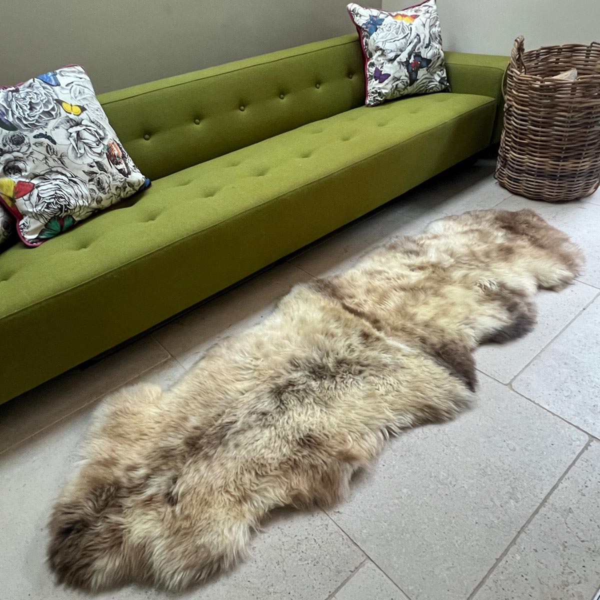 Rare Breed Champagne Mix British Sheepskin Fur Rug 100% Natural White Runner | Double Back to Back