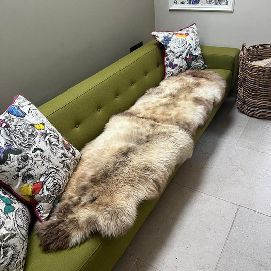 Rare Breed Champagne Mix British Sheepskin Fur Rug 100% Natural White Runner | Double Back to Back