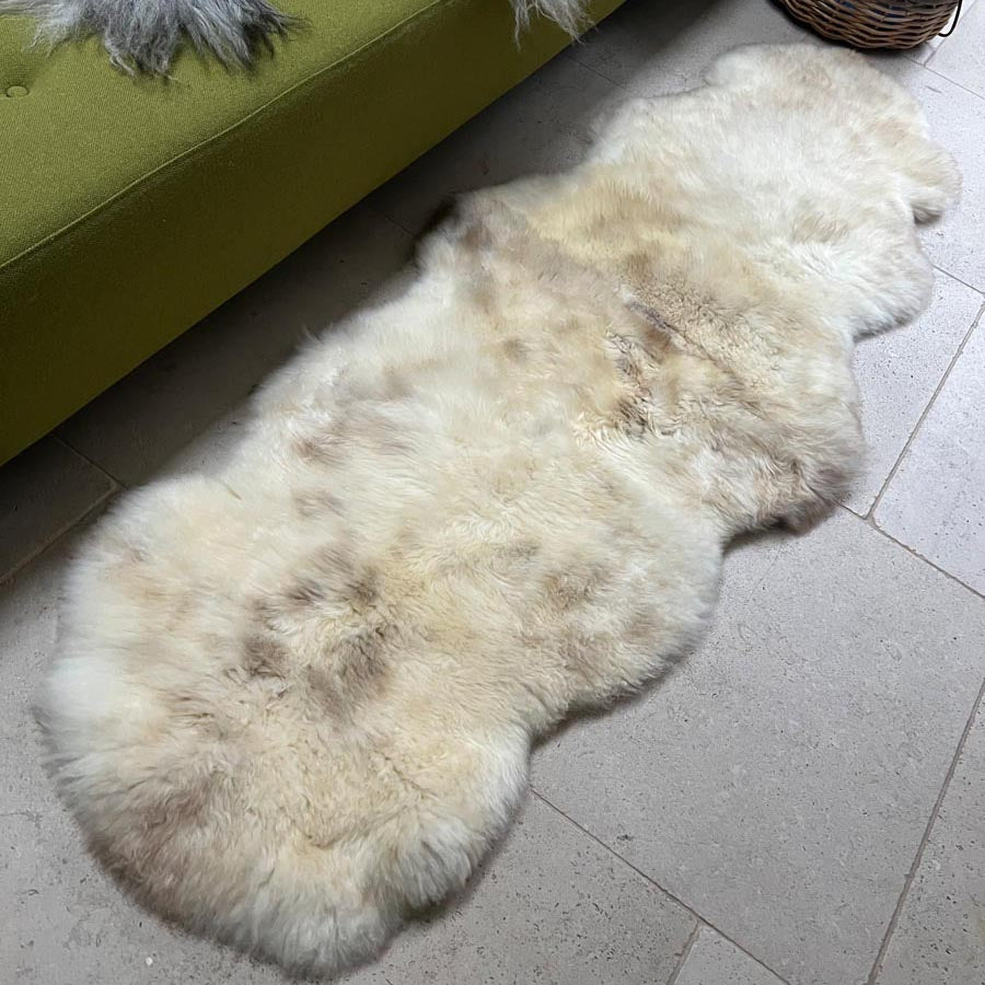 Rare Breed Champagne Mix British Sheepskin Fur Rug 100% Natural White Runner | Double Back to Back