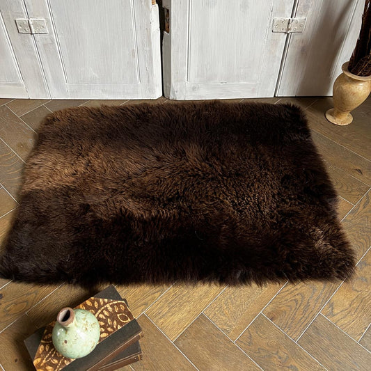 British Brown Rectangular Straight Edge Sheepskin Rug - 75cm x 115cm