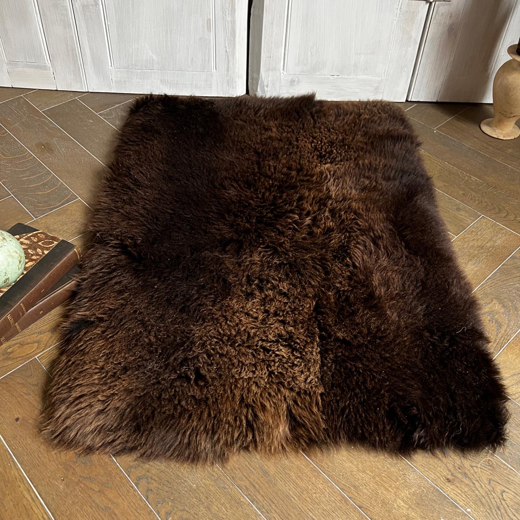 British Brown Rectangular Straight Edge Sheepskin Rug - 75cm x 115cm