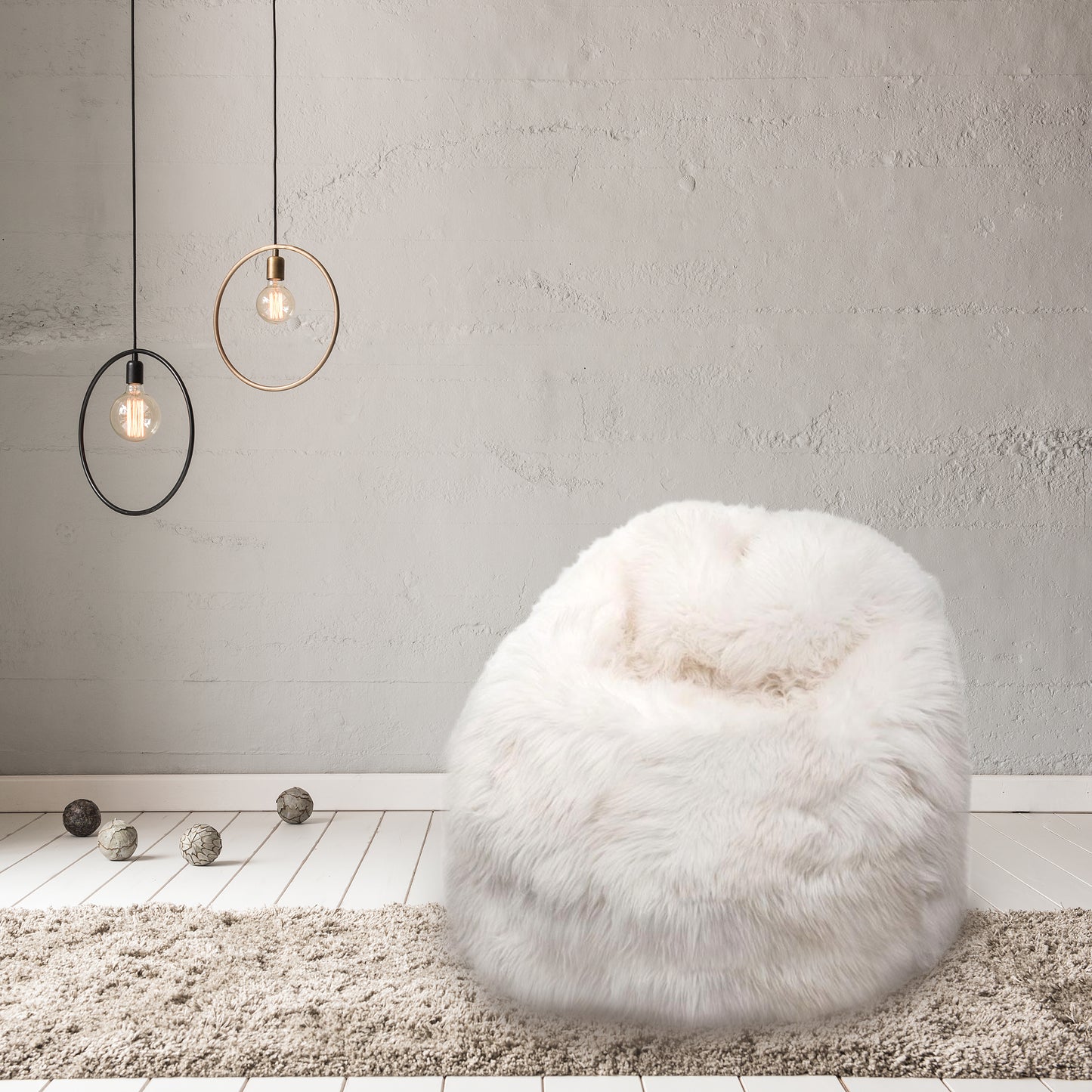 Ex-Display Sheepskin Beanbag Chair 100% Natural British White Soft Fleece Large