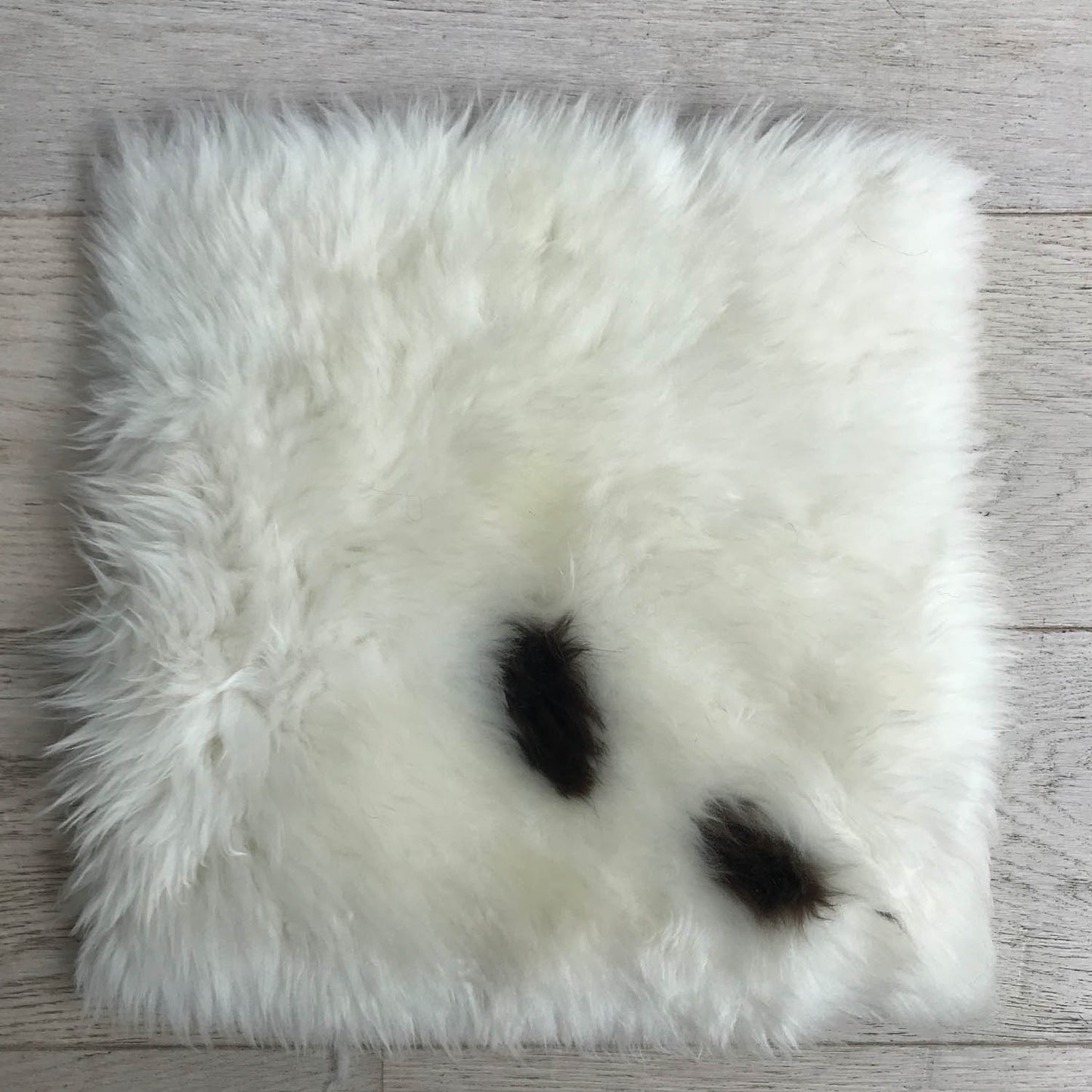 100% Real Sheepskin Seat Pad British Square 37cm White Cream Dark Brown