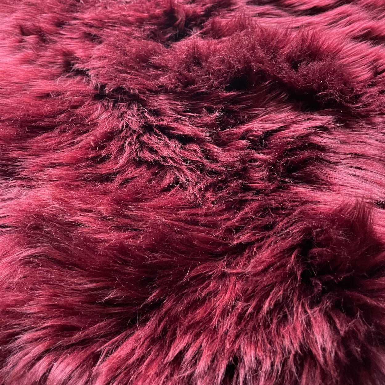 British Sheepskin Rug | Fleece Throw | Bordeaux Red