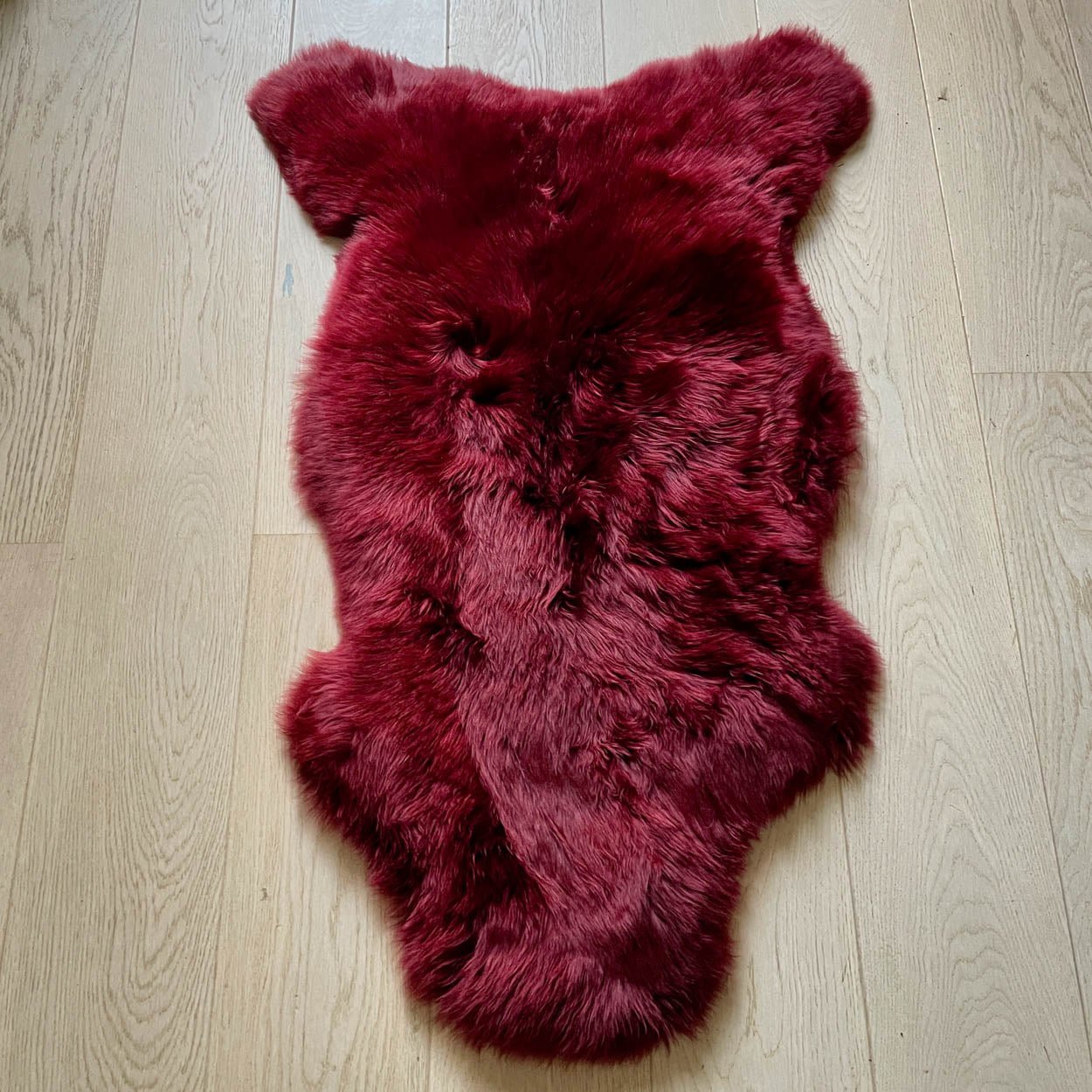 British Sheepskin Rug | Fleece Throw | Bordeaux Red