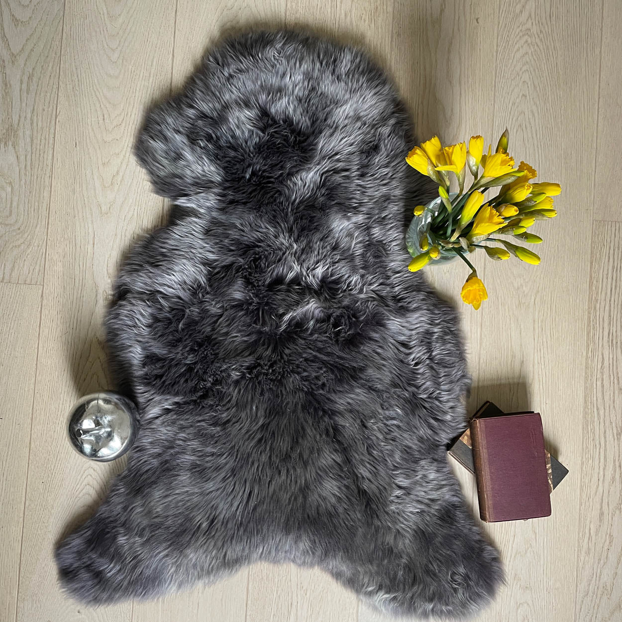 British Sheepskin Rug | Fleece Throw | Graphite | Hygge Nordic Decor