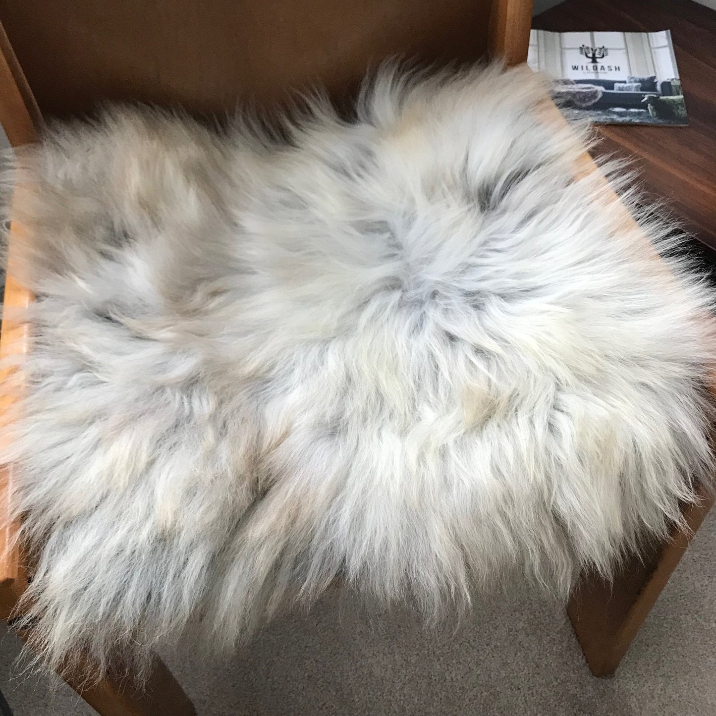 British Sheepskin Seat Cover Natural Melange Brindle Browns & Whites ::: Square 37cm