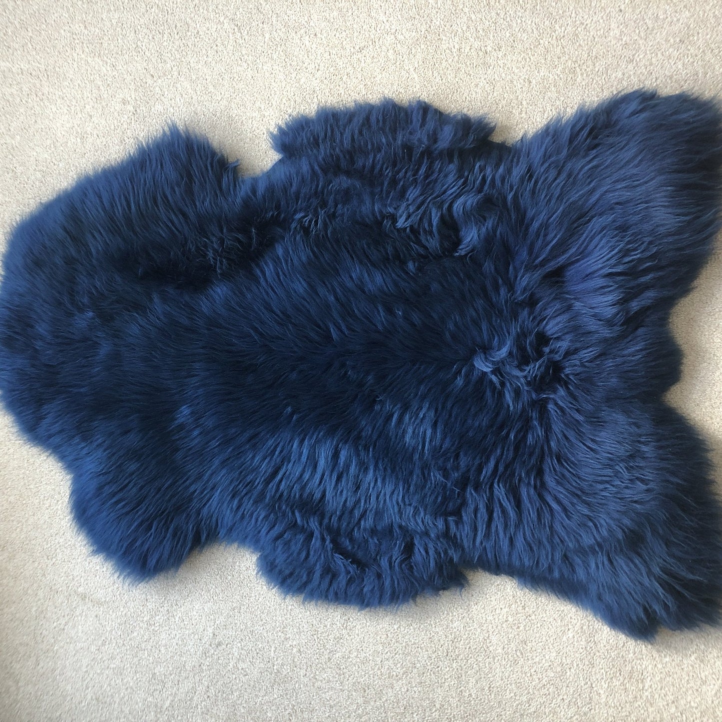 British Sheepskin Rug Bright Navy Blue | Fleece Throw | Scandi Decor | Wildash London