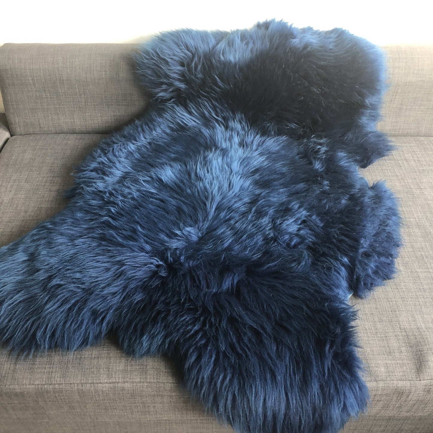 British Sheepskin Rug Bright Navy Blue | Fleece Throw | Scandi Decor | Wildash London