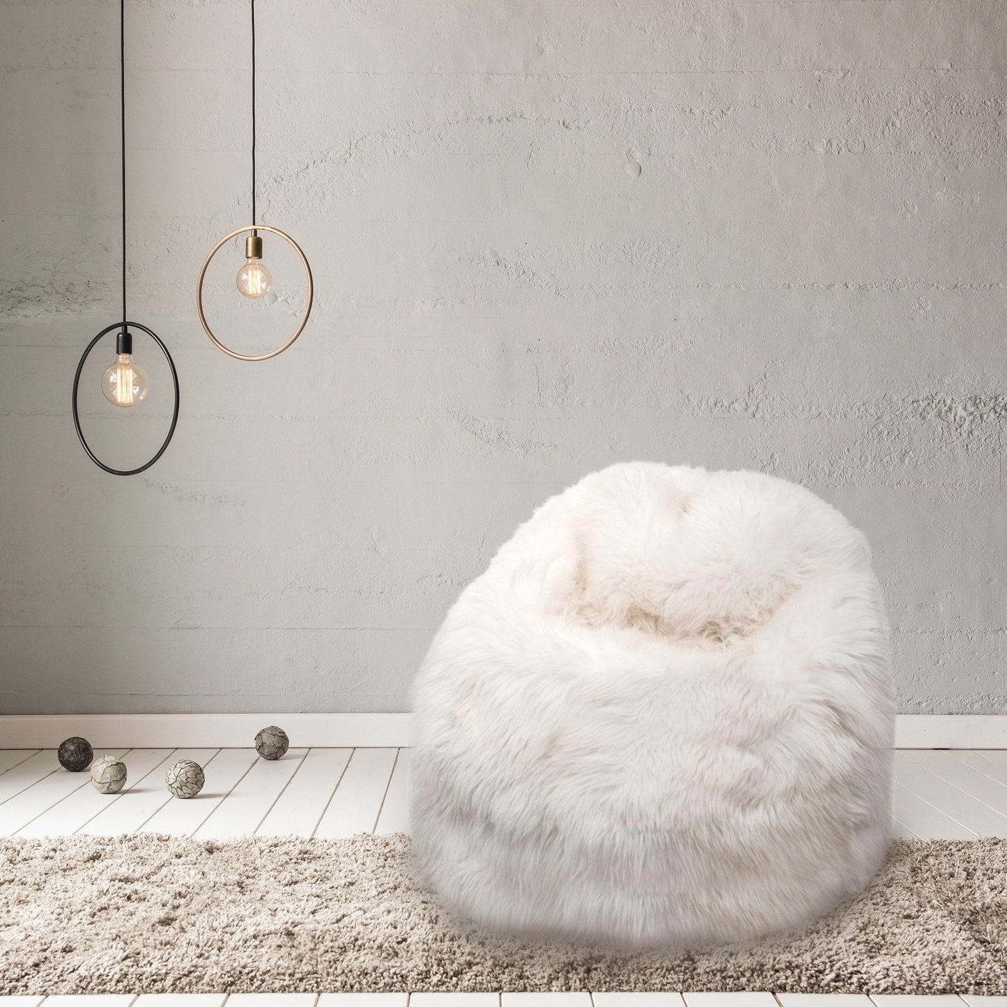 Sheepskin Beanbag Chair 100% Natural British White Bean Bag