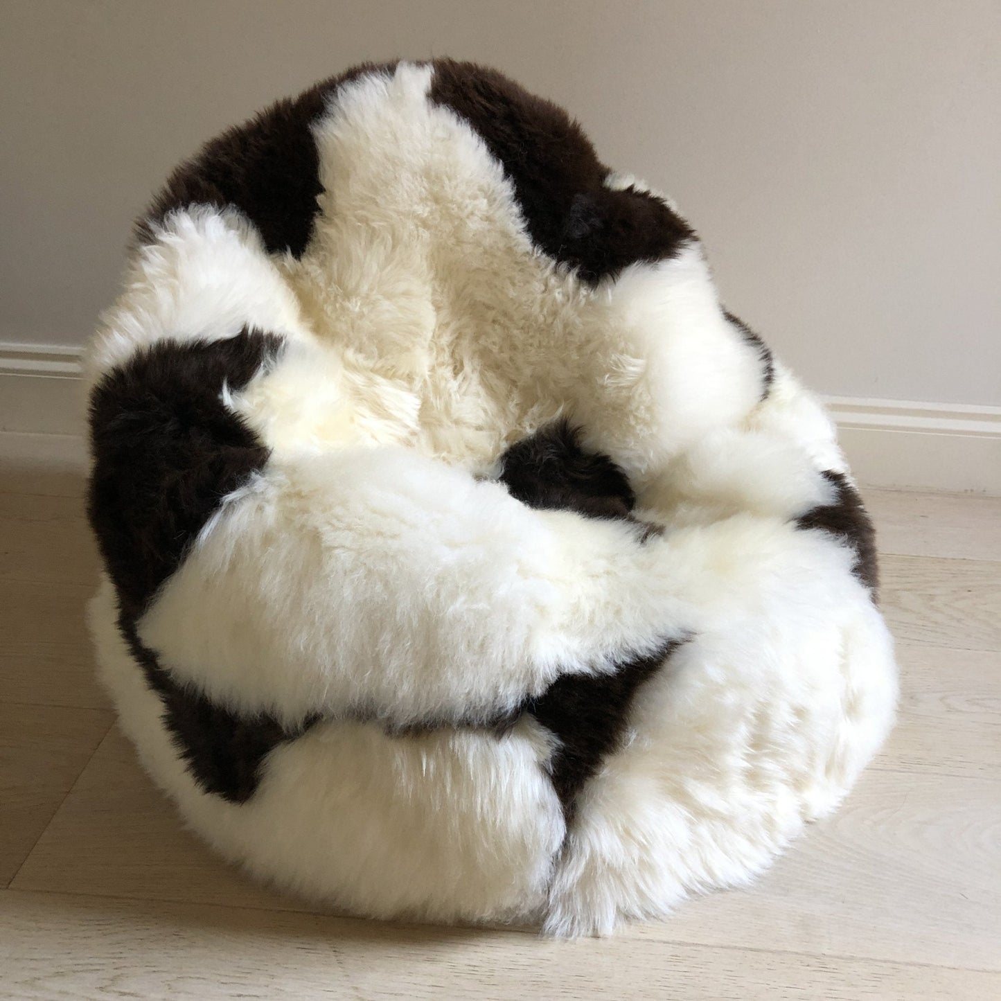 Sheepskin Beanbag Chair 100% Natural British White & Brown Spotted Bean Bag