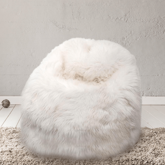 Sheepskin Beanbag Chair 100 Natural British White Soft Fleece Large IN STOCK