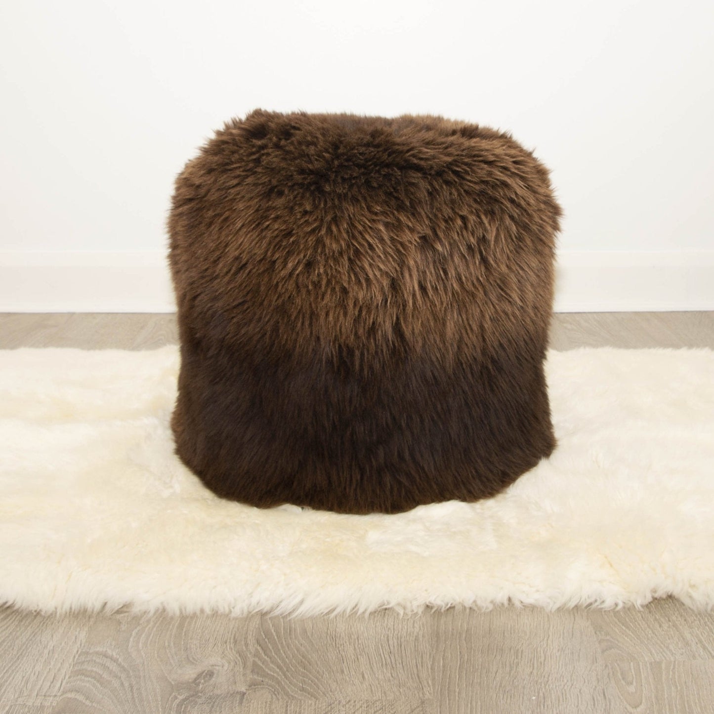 The Boudoir Sheepskin Pouffe - Natural British Brown