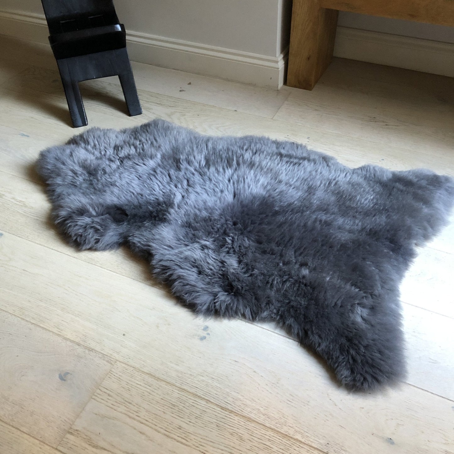 Top Quality British Light Slate Grey Sheepskin Rug Sheep Skin Throw 100% Natural English Free-range UK Hygge Nordic Decor